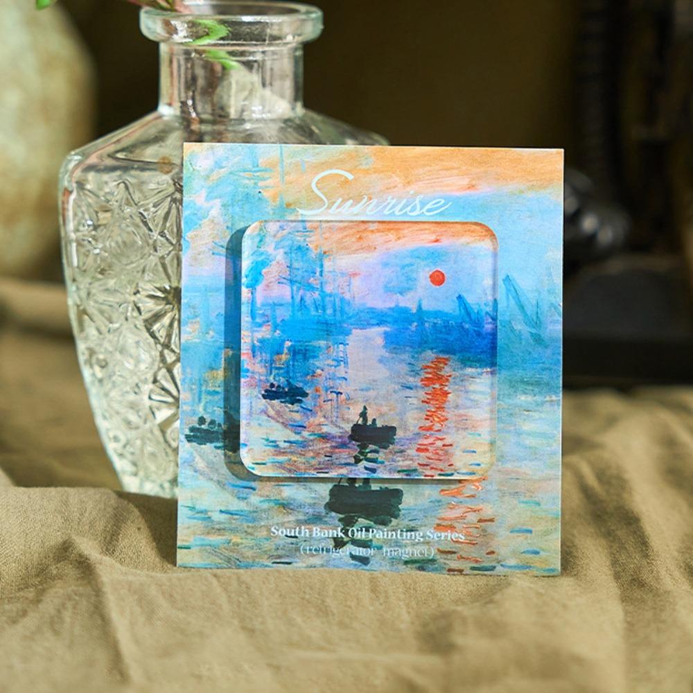 1/6PCS Oil Paintings Series Fridge Magnets Oil Paintings Theme Acrylic Magnetic Sticker Diy 3D Refrigerator Magnets