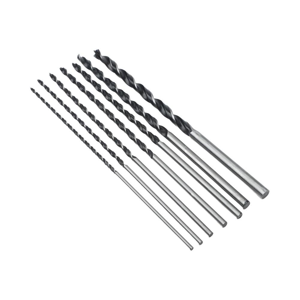 7pcs Drill Bit Long Wood Drill Bit Set 4-12mm Spiral Brad Point Bits 300mm Length For Deep Drilling Woodworking Tools Parts