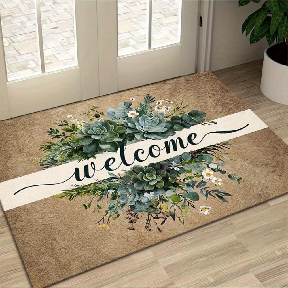 Large Succulent Green Plants Print Doormat Non Slip Washable Entrance Welcome Mat Indoor Outdoor High Traffic Home Decor 1PC