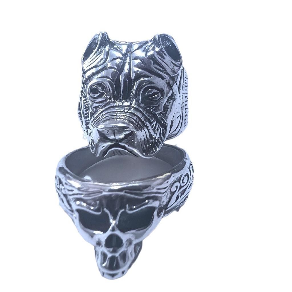 Sex Punk Ring Men's Index Finger Exaggerated Ring British Bulldog Jewelry, Skull Ring