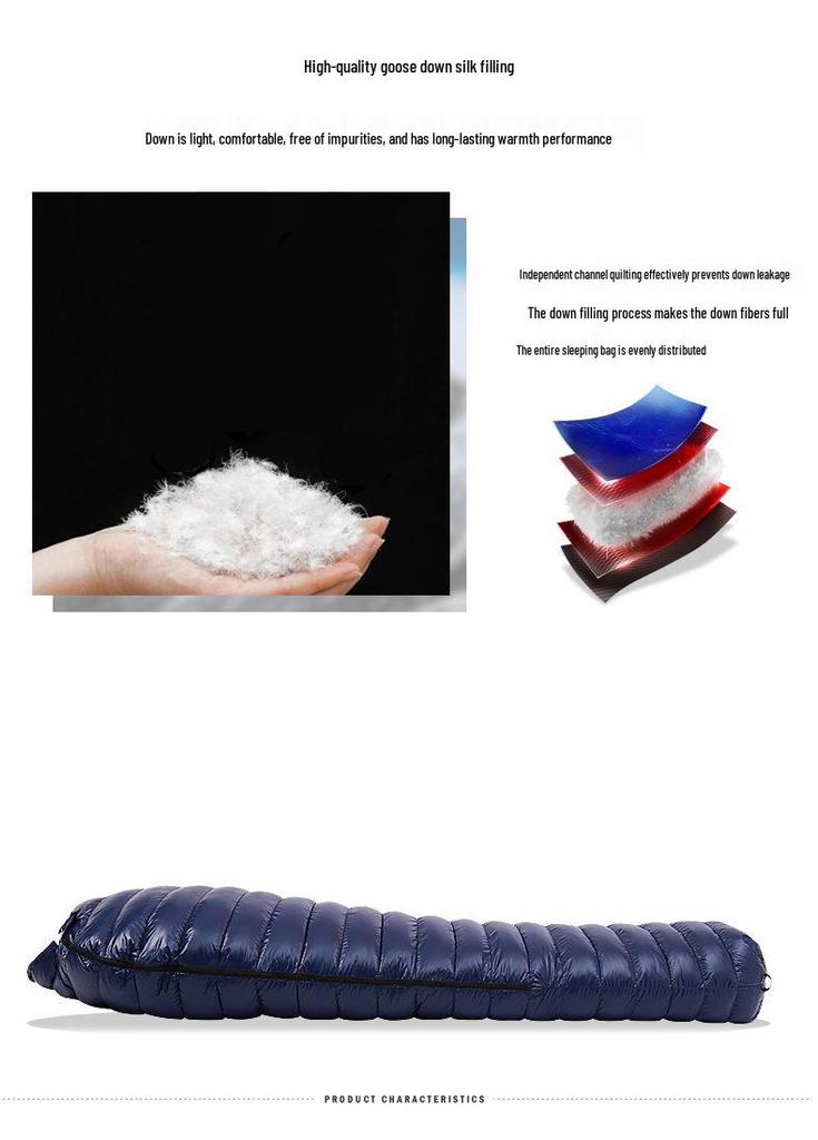 SKY ICE Adult Mummy Down Sleeping Bag - Winter Goose Down for Cold Weather Camping