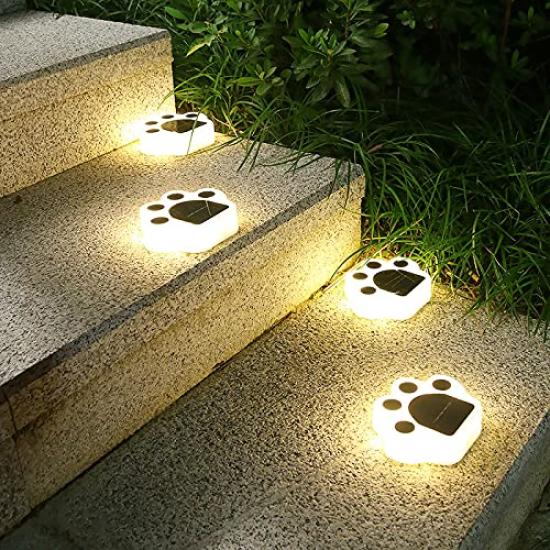 Outdoor Solar IP65 LED Solar Garden IP66 Garden Cat Claw Solar Panel Warm High Automatic Landscape No Electricity Suitable for and Cute White Lights,