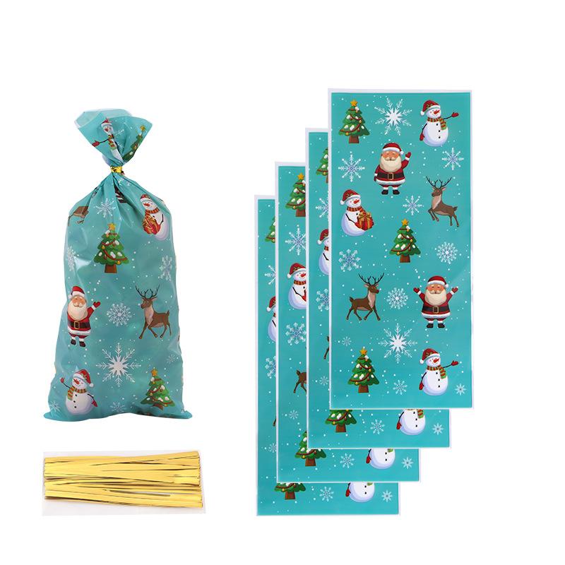 50 Buc Pungi de Ambalare pentru Fursecuri de Crăciun cu Panglici de Legat Pungă pentru Bomboane pentru Petrecerea de Crăciun Cadou Favor de Petrecere de Festival Pungi Decor de Crăciun
