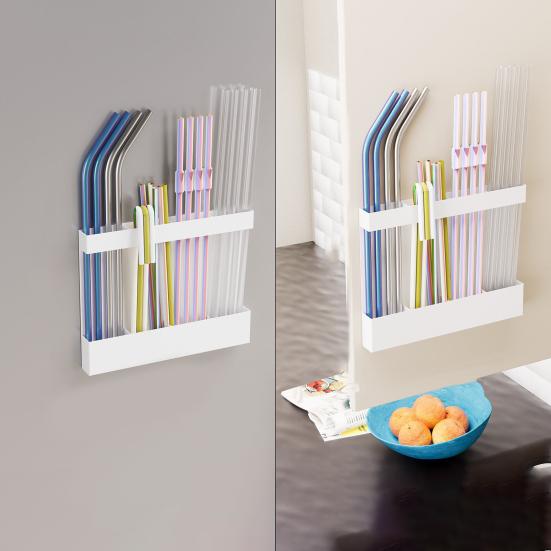 Magnetic Straw Holder Reusable Tumbler Straws Storage Dispenser Large Capacity Easy to Install Space-Saving Straw Organizer