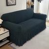 Solid Color Seersucker Sofa Cover with Skirt, Full Coverage, Non-Slip, Dustproof, Stretch Sofa Slipcover for Couch with Armrests