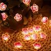 1PC 2M Long with 20LED Cherry Blossom Fairy Lights In Pink, Battery-Operated, Suitable for Indoor Wreath Decoration