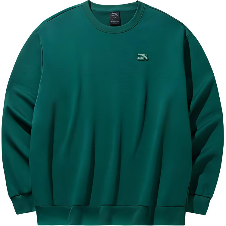 ANTA Men s Minimal Logo Crew Neck Knit Sweatshirt Dark Green 972448711-7 XL