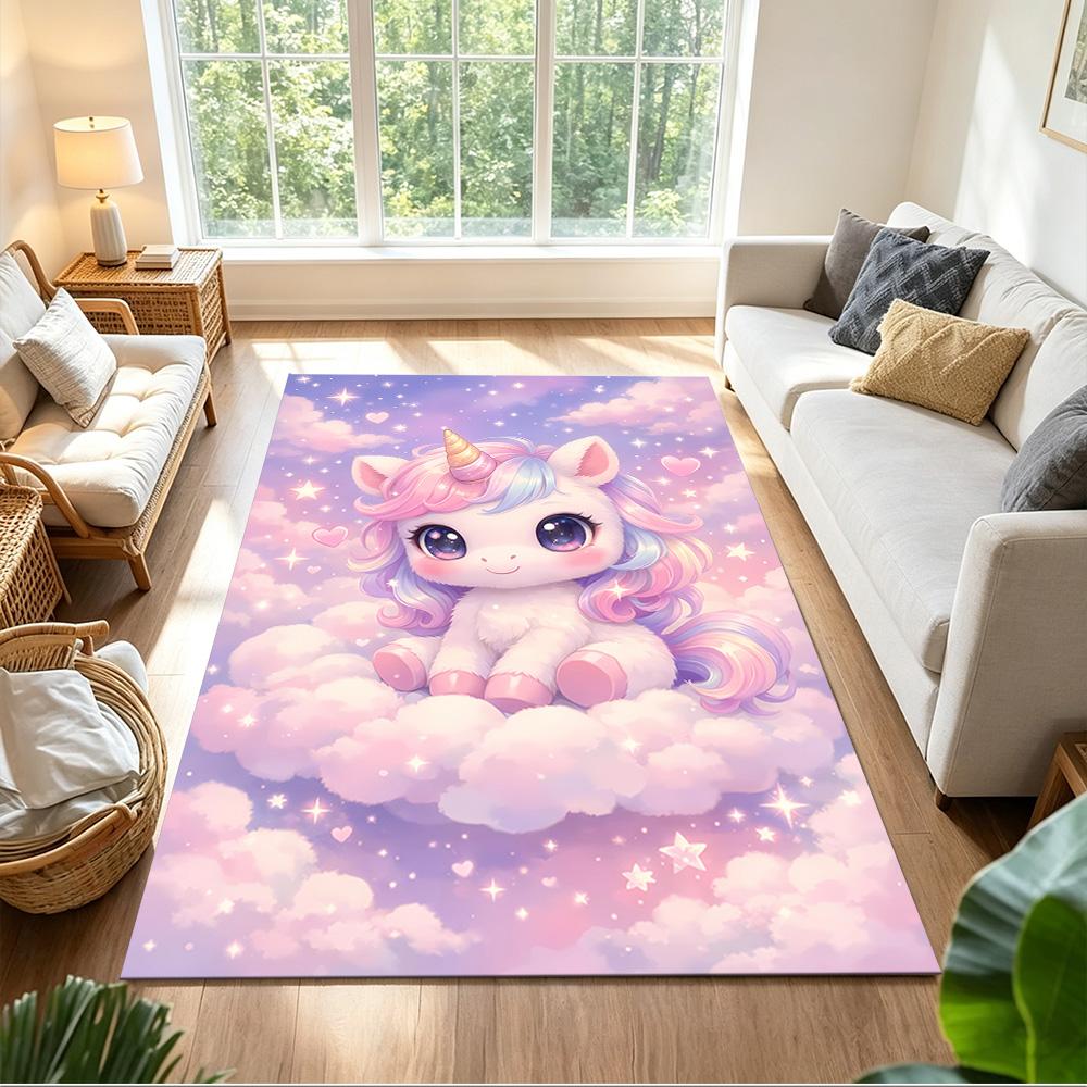 Moonlit Unicorn In Enchanted Forest Non-Slip Home Carpet Design for Office Decor Living Room Bedroom Gift