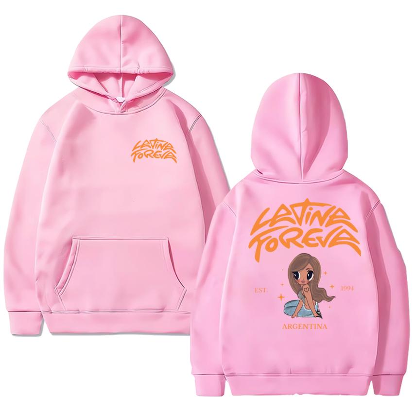 Hot Sale Karol G Latina Foreva Double Sided Printed Hoodies Men Women Harajuku Fashion Sweatshirt Unisex Fleece Casual Pullovers