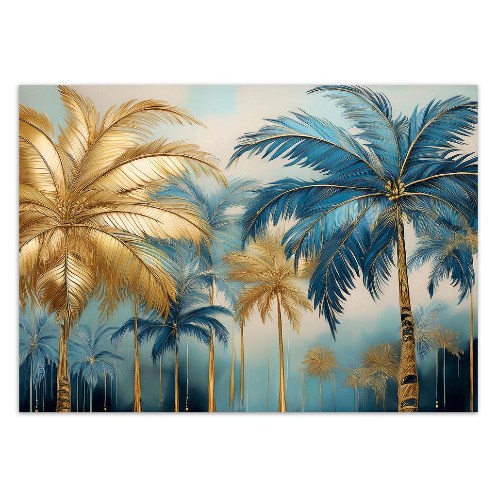 Wallpaper Gold and blue palm trees abstract