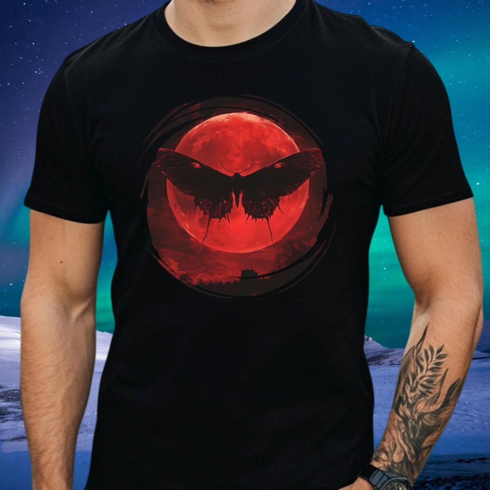 T-Shirt Herren Mothman roter Mond Motiv Baumwolle Größe S bis 5XL L