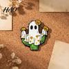 Halloween Jewelry Accessory Cartoon Ghost Enamel Brooch, Spooky Metal Lapel Pin, Alloy Hat Brooch Sweater Cardigan Coat Suit Scarf Decor, Men