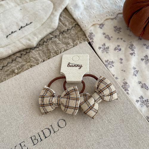 2pcs Plaid Elastic Hair Bands Floral Bow Scrunchies Baby Girls Hair Rope Tie Ponytail Holder Rubber Band Kids Hair Accessories