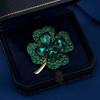 Lucky green four-leaf clover brooch women's new trendy versatile corsage high-end pin suit coat accessories