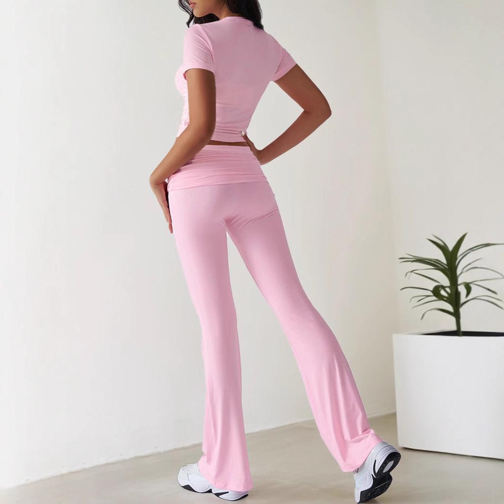 2026 Spring and Summer New Popular Casual Fashion Suit Solid Color Versatile Short-sleeved Trousers Two-piece Set
