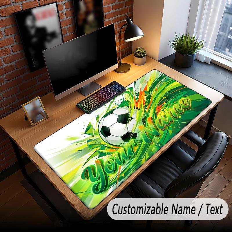 Soccer Theme Custom Mouse Pad Personalized With Name Text Customized Desk Mat For Office Home Decor