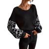 Harajuku Leopard Printing Stitching V-neck Sweater Autumn Winter Casual Loose Knitted Sweaters Tops for Women Bottoming Pullover
