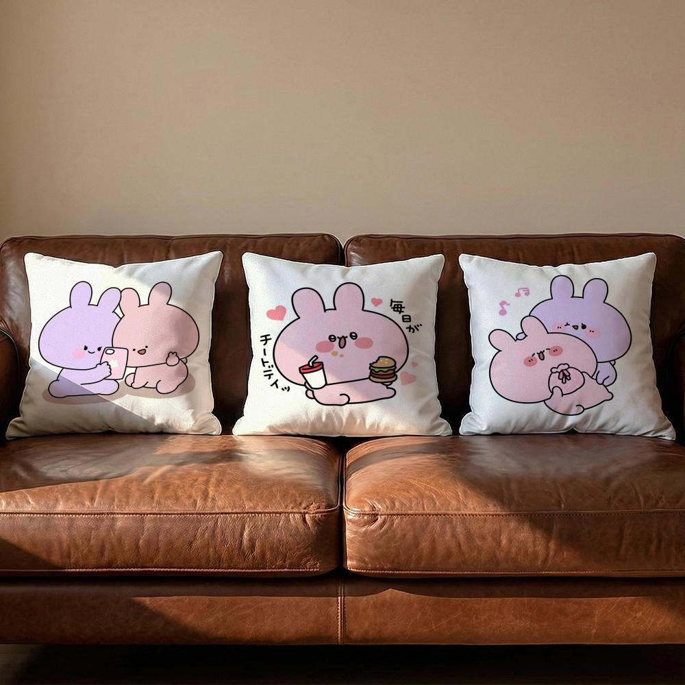 AAsamimichan Cute Bunny Cushion Cover Soft Reversible  Durable Pillow Cover  MultiScene Use for Home  Car Daily Comfort