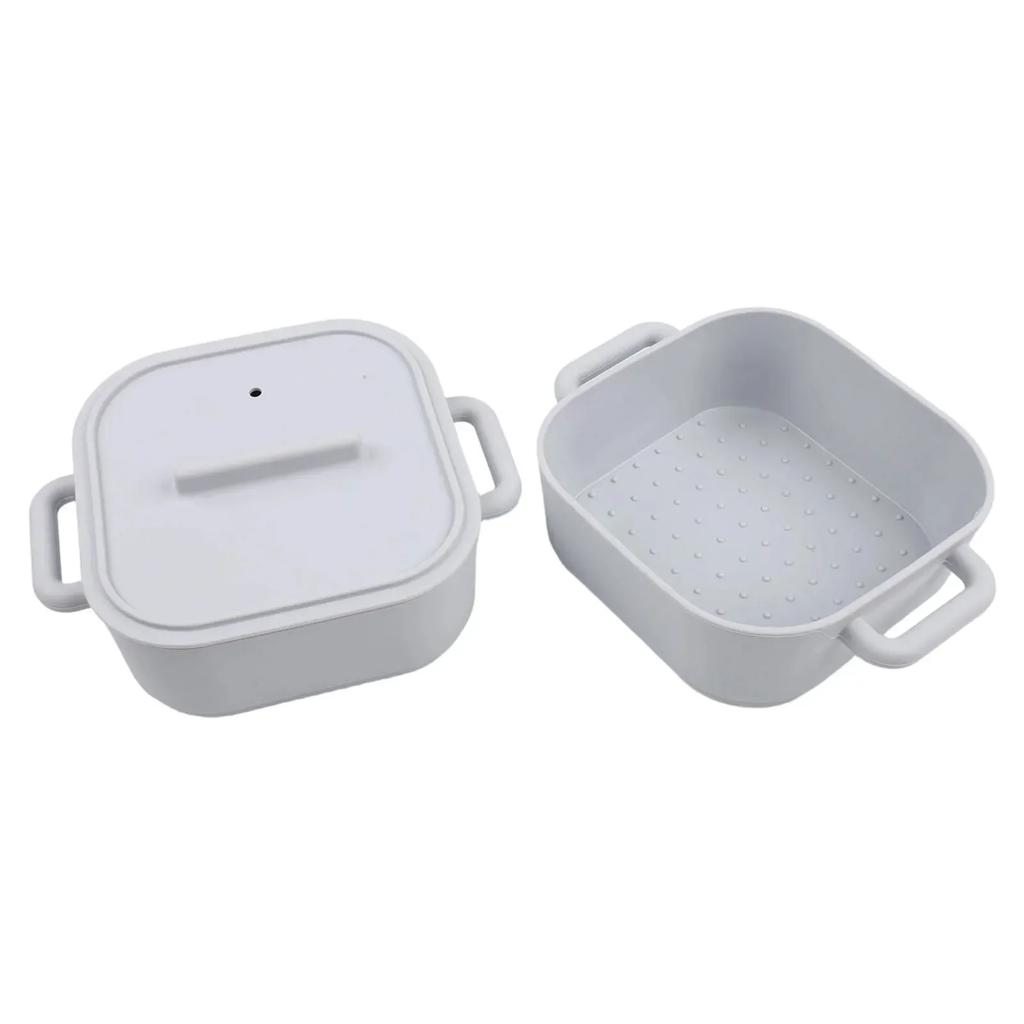 2 Pieces Silicone Microwave Steamer Bowls with Handle Oven Safe Food Storage Containers for Quick and Healthy Cooking