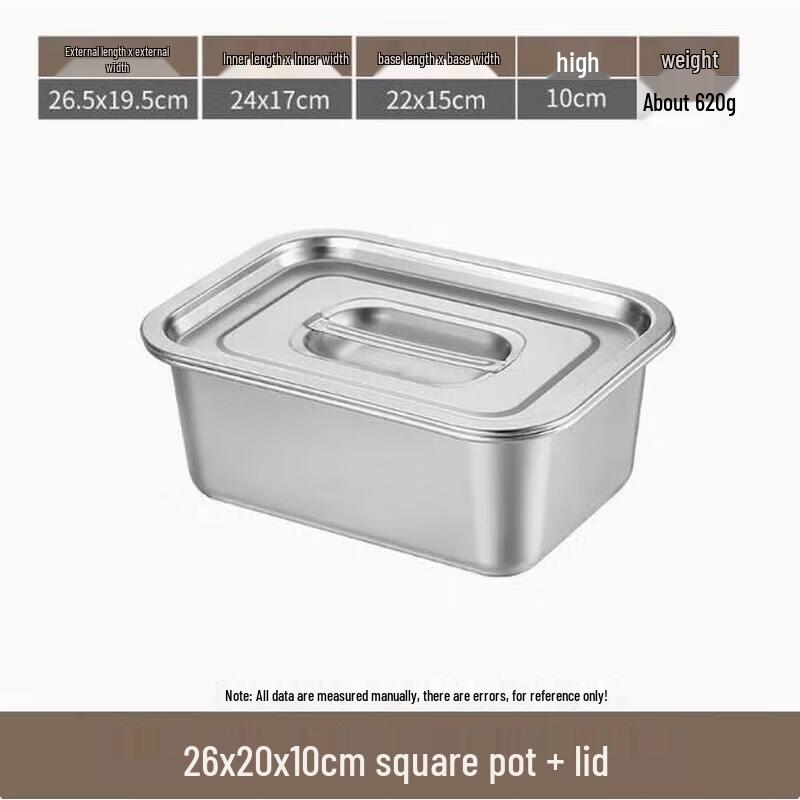 Huihuang 3-Piece Deep Rectangular Stainless Steel Tray Set with Lids