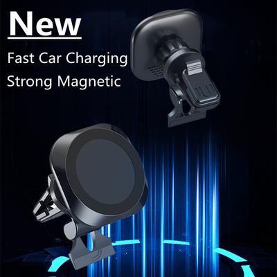 Suporte Carregador Sem Fio Magnético para Carro 30W Carregamento Rápido Suporte de Telefone para Carro com Ímã para Saída de Ar para iPhone 15 14 13 Pro Max Mini