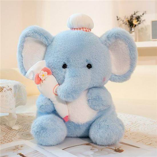 Blue Jiji Elephant Plush - Soothing Cloth Doll for Children's Sleep