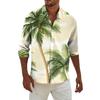 Men's Fashion Long Sleeve Printed Casual T Shirt Button Regular Fit Shirt Top