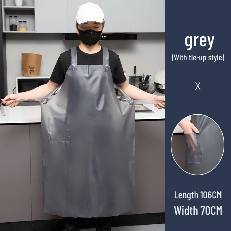 Waterproof Oil-Proof Soft Leather Apron for Kitchen, Dishwashing, Seafood Prep, and Catering - Unisex Long Style.
