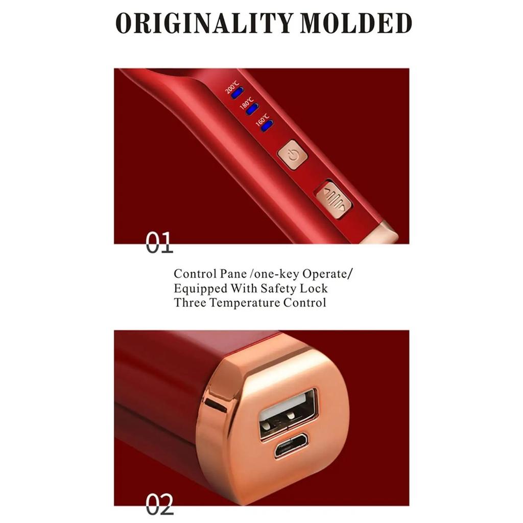 Cordless Beard Straightener Hair Comb Brush USB Rechargeable Wireless Anti Static Quick Heated Hair Straightening Styling Tools