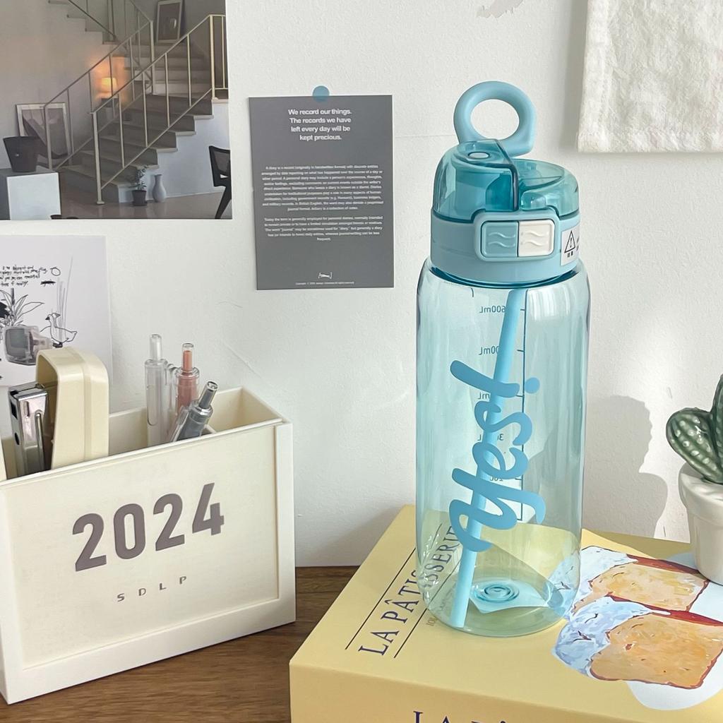Water Cup Summer Double Drink Cup Portable Plastic Straw Cup Handy Cup Male and Female Students Water Cup
