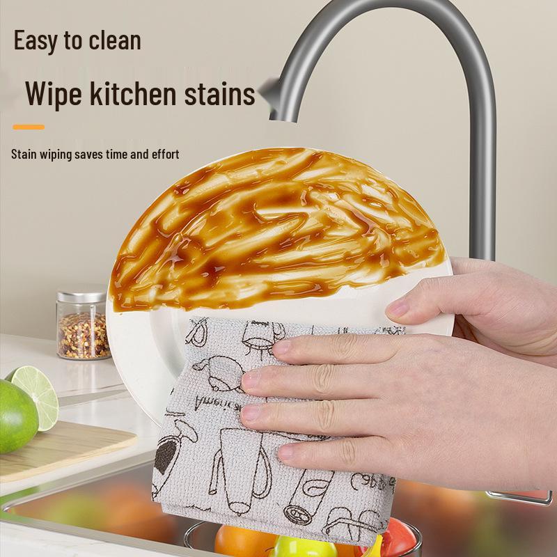 Point-Break Design Tearable Printed Dishcloth for Kitchen Cleaning