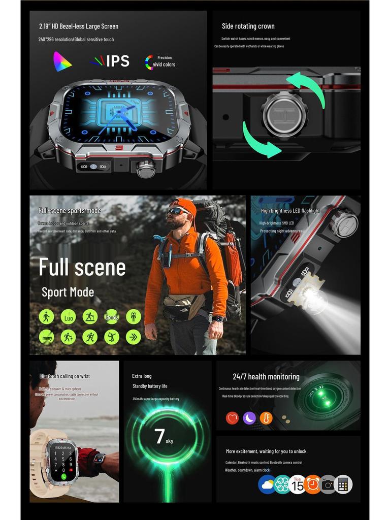 QX11 Smart Watch: Rugged Outdoor Design with Bluetooth Calling, Heart Rate, and Blood Pressure Monitoring for Men’s Sports