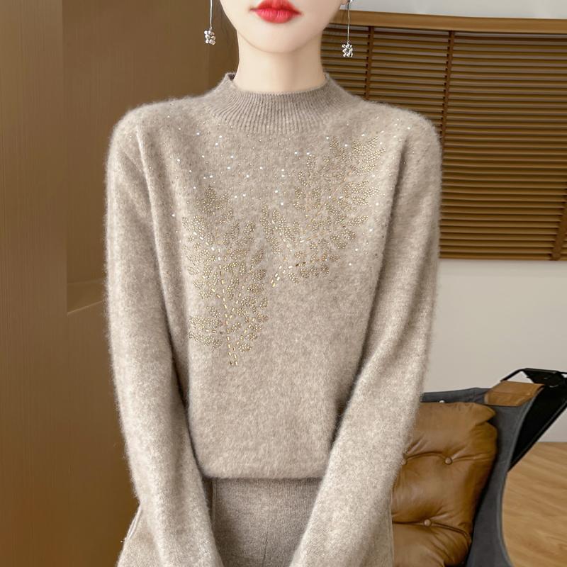 Women's Cashmere Sweater Qinghe Cashmere 30% Cashmere 70% Wool Autumn and Winter Pullover Warm and Fashionable