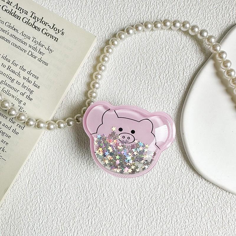 Niche Mobile Phone Desktop Stand Airbag Back Sticker Cute Ins Frog Pig Girl Heart Stretchable Sequin Quicksand