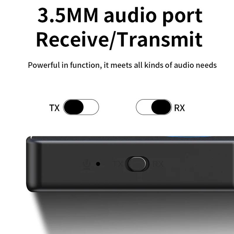 Bluetooth 5.4 Empfänger Sender 2-in-1 Drahtloser Bluetooth 3,5mm Aux Audio Adapter Mikrofon für Flugzeug TV Auto Laufband
