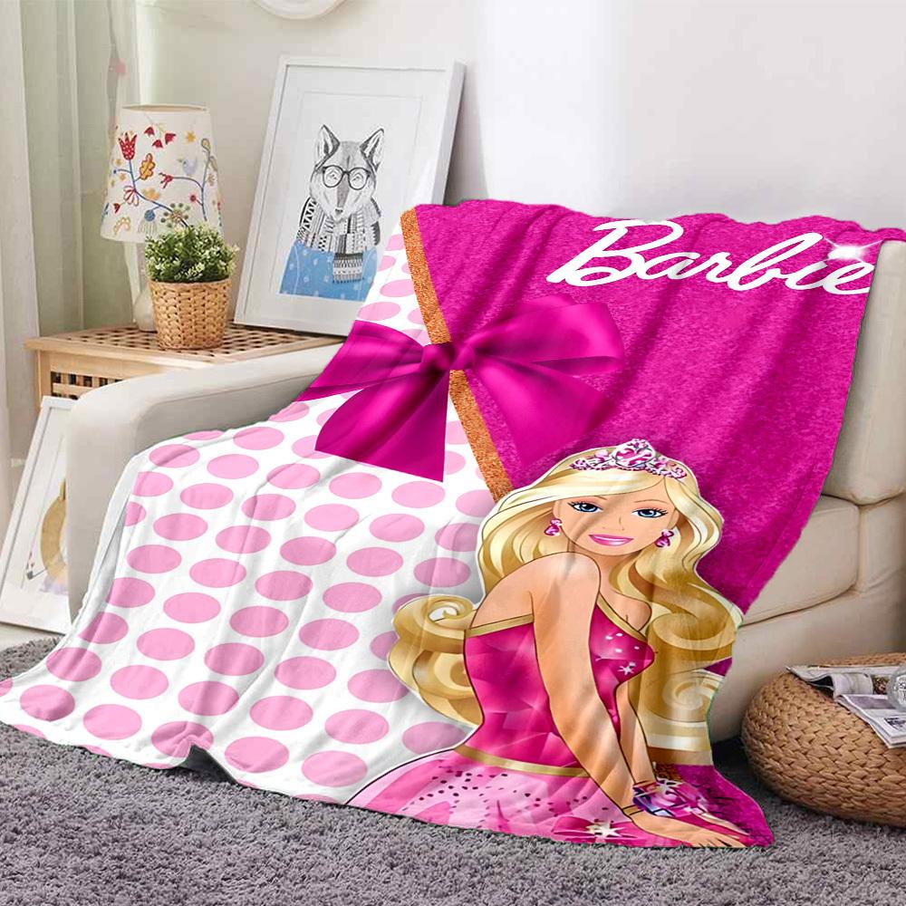 1 pezzo Barbie, Coperta con Fiocco Rosa Fibra di Poliestere, Comfort per Tutte le Stagioni per Divano, Letto, Ufficio, Auto, Campeggio, Decorazione per la Casa e Regalo Ideale, Comfort per l'Ufficio