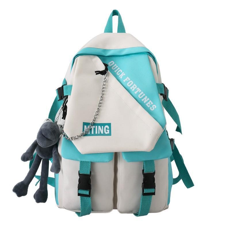 Schoolbag backpack female college student Japanese simple backpack contrasting colors trendy brand niche middle school student high school bag couple