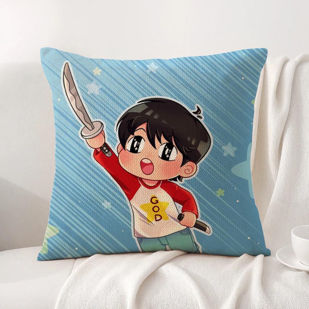 K-Kotaro Lives Alone Cushion Cover Summer Coolness Linen Fabric Double-Sided Printing Pillow Case Sofa Home Decor Gift