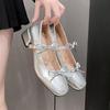2025 Spring Fashion bowknot High Heel Mary Jane Shoes Women Thick Bottom Square Toes Retro Single Shoes Lolita Party Shoes