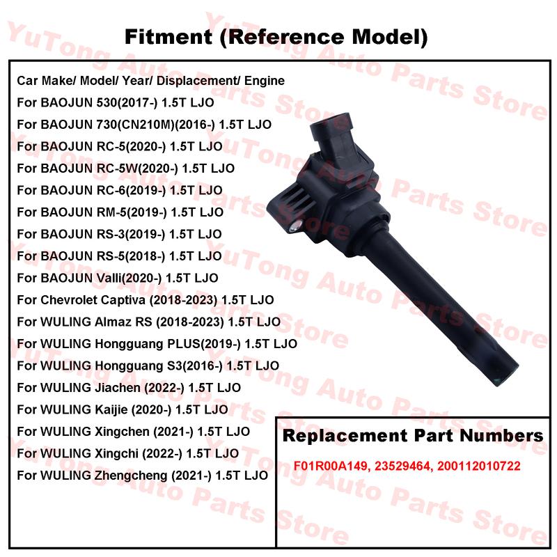 Ignition Coils For Chevrolet Captiva 1.5T LJO 2018- Baojun 530 730 RC5 RC-5 RS-3 Wuling Hongguang S3 Plus Kaijie Almaz RS
