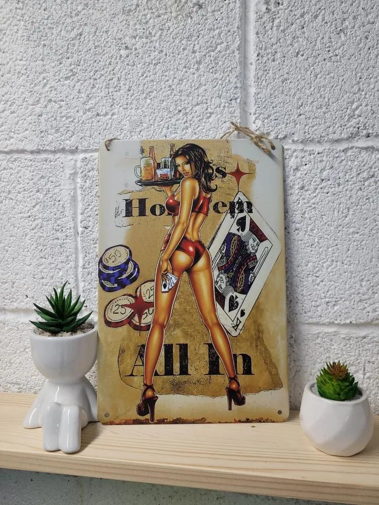 Металлическое настенное искусство  Девушки в стиле пин-ап , Винтажный ретро плакат-знак, Декор