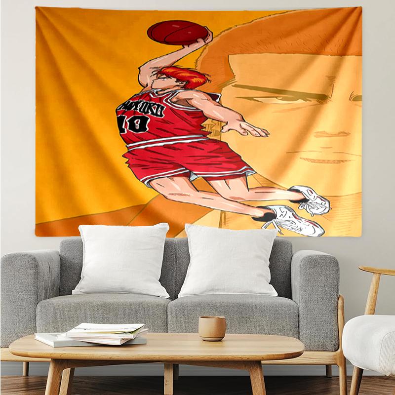 Slam-Dunk Print Tapestry, Backdrop, Easy Setup, Ideal for Bedroom, Office & Living Room, with Aesthetic Wall Hanging Decor.