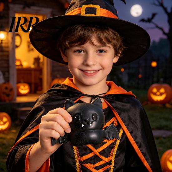 Safe Odorless Sensory Gift Halloween Glitter Bat Squeeze Stress Ball, Soft TPR Slow Rising Fidget Toy Flexible Reliever for Adults Anxiety Relief,