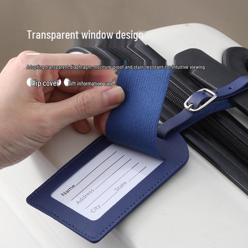 Multicolor PU Leather Luggage Tag - Anti-lost Boarding Info Card for Suitcases
