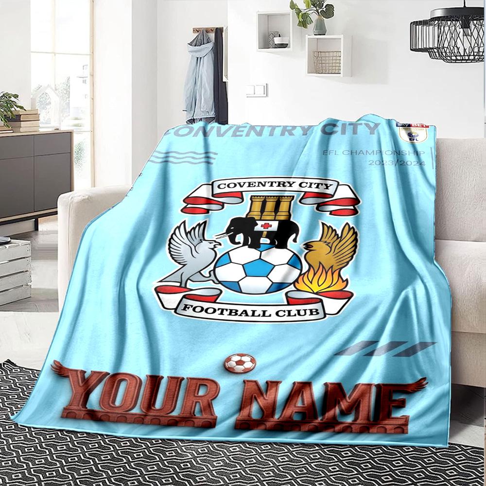 Name Custom Coventry City Print Flannel Blanket High Quality Warm Comfortable Cover for All Seasons Perfect for Gifts Home Decor