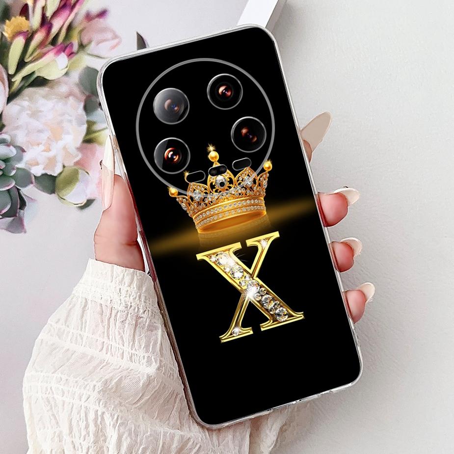 For Xiaomi 14 Ultra Case Mi 13 Ultra New Crown Letters Back Cover Soft Silicone Phone Case For Xiaomi 13 Ultra Mi 14Ultra Bumper Xiaomi 13 Ultra