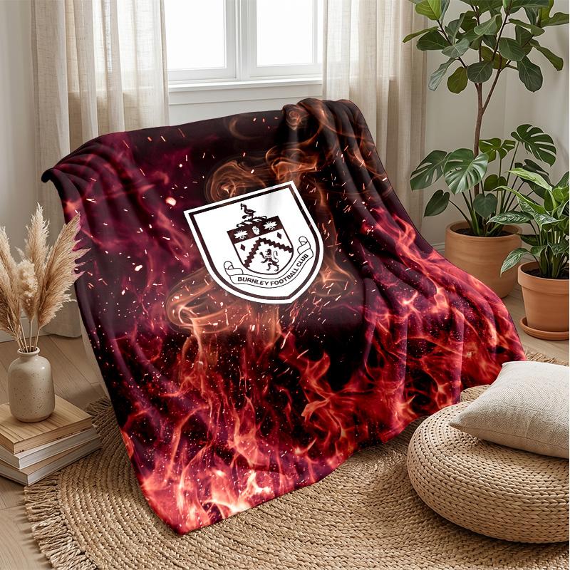Coperta in Flanella con Stampa Calcio Burnley, Coperta Morbida Calda Leggera per Divano Letto Campeggio