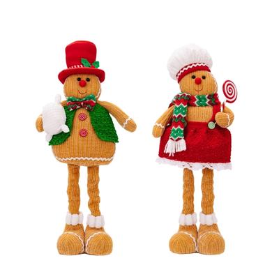 Set of 2 Christmas Gingerbreads Man Plush Doll Elegant Gingerbreads Man Gnomes Decoration Scalable Plush Doll Ornament