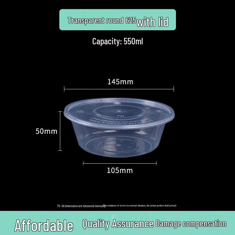 ZISIZ 1000ml Thickened Round Disposable Meal Box