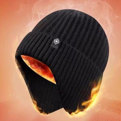 Hat Men'S Winter Ear Protection Hat Cycling Warm Cold Hat Big Head Circumference Knitted Hat Men'S Baotou With Velvet Knitted Hat
